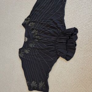 Elegant Black Beaded Women's Blouse